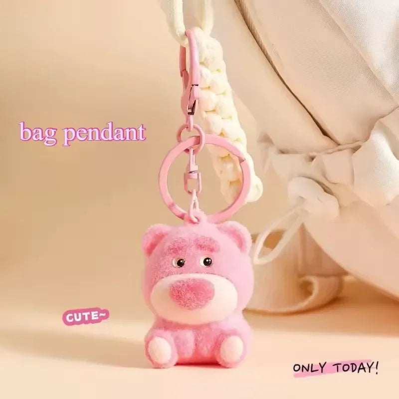 Strawberry Bear Cozy Flocked Keychain