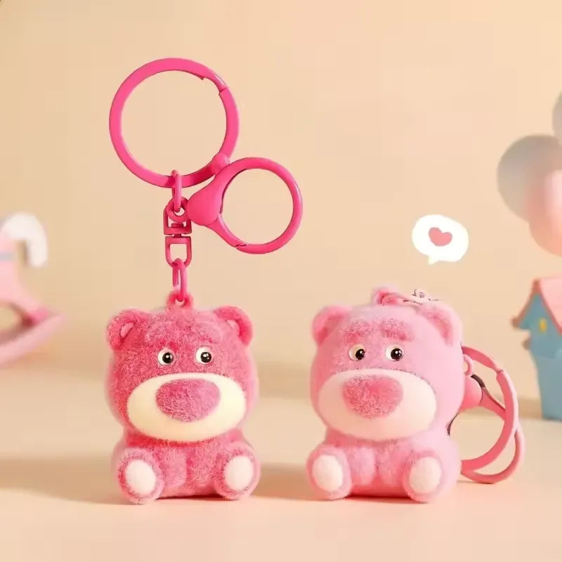 Strawberry Bear Cozy Flocked Keychain