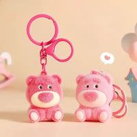 Strawberry Bear Cozy Flocked Keychain