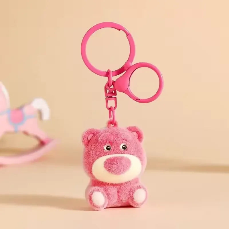 Strawberry Bear Cozy Flocked Keychain