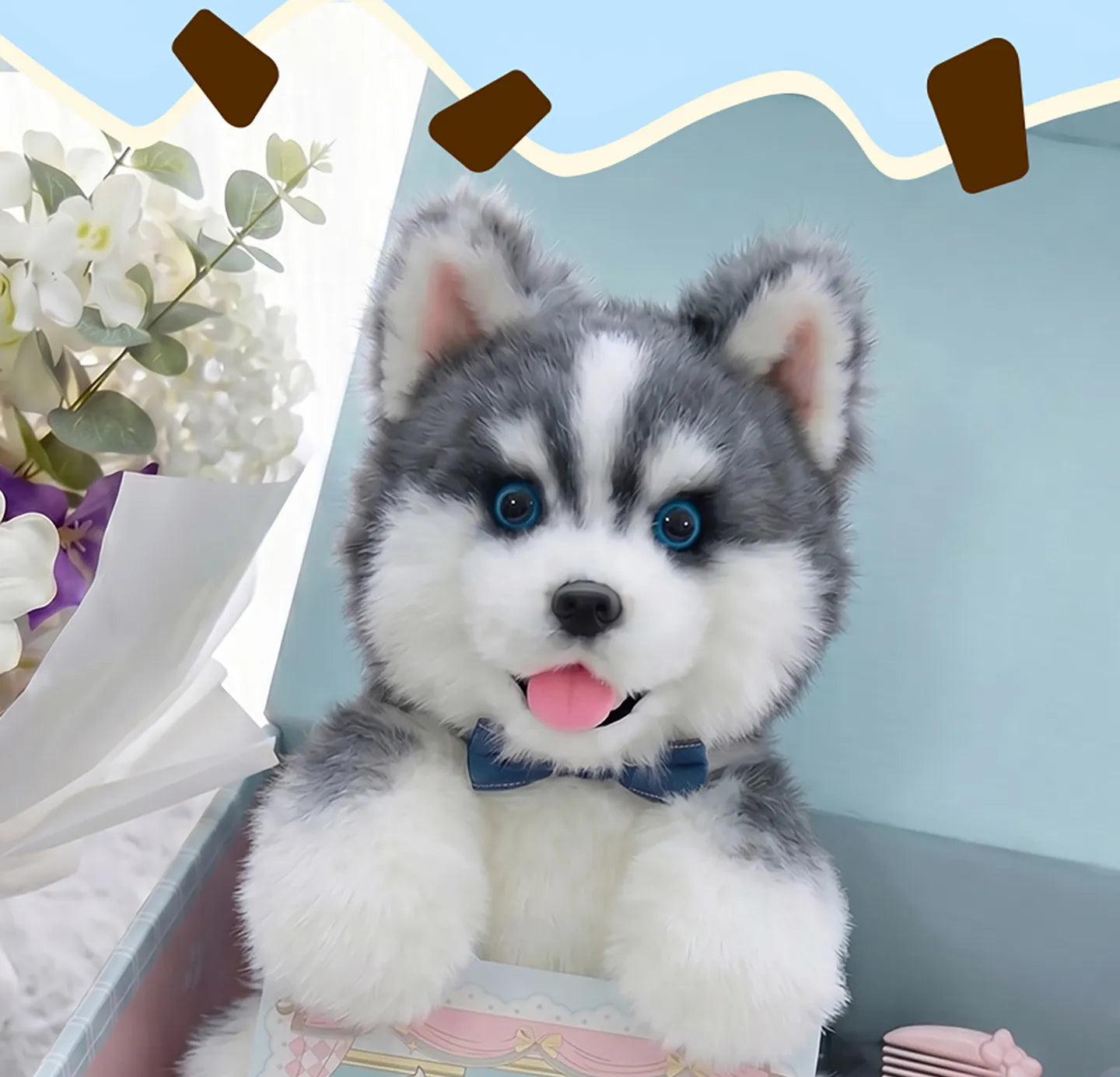 Bear Hugs Siberian Husky Pup Simulation Plush Backpack
