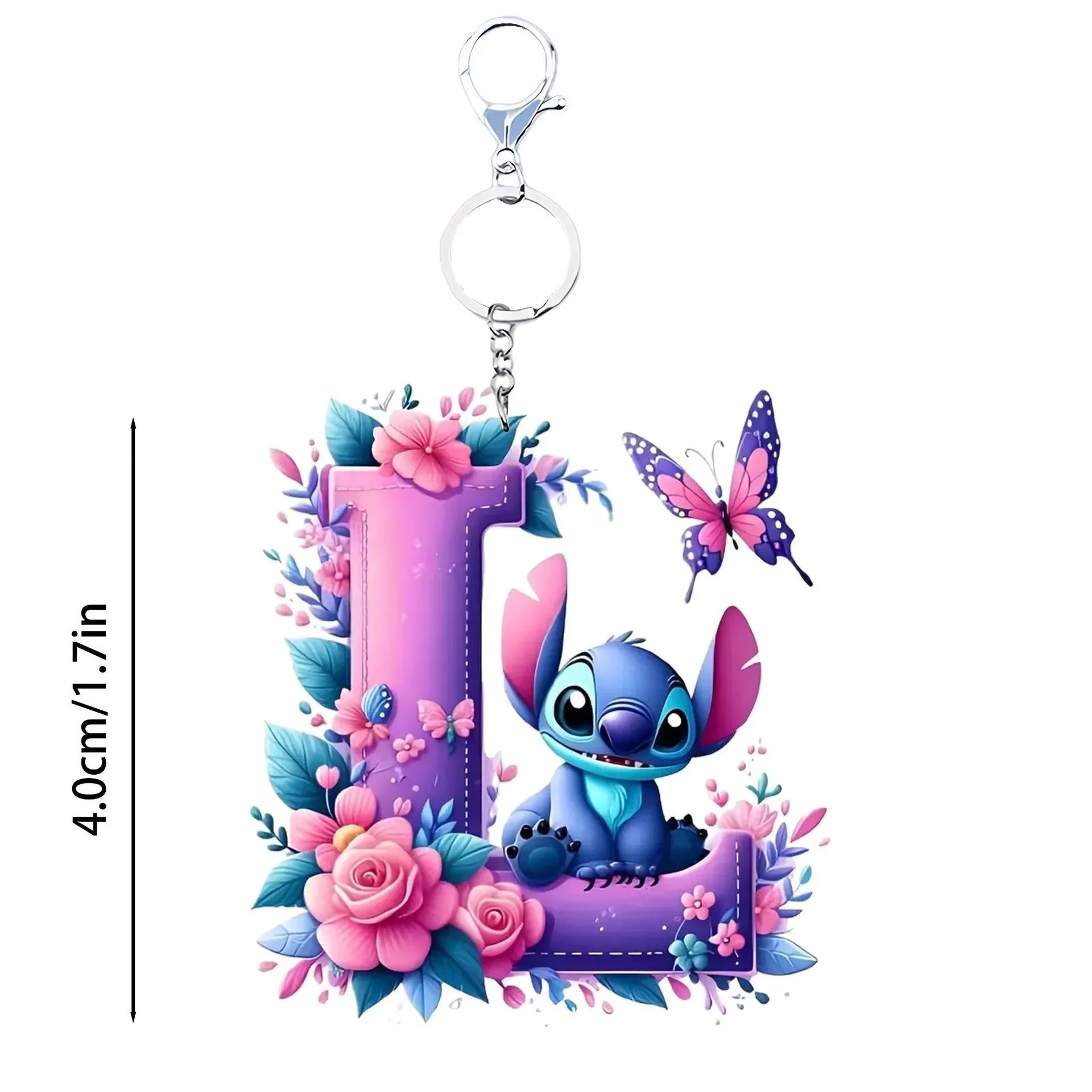 Floral Stitch Initial Acrylic Keychain