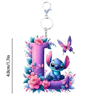 Floral Stitch Initial Acrylic Keychain