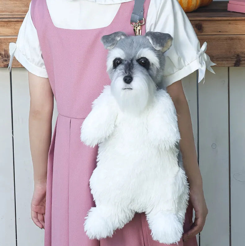 Bear Hugs Realistic Schnauzer Dog Plush Backpack