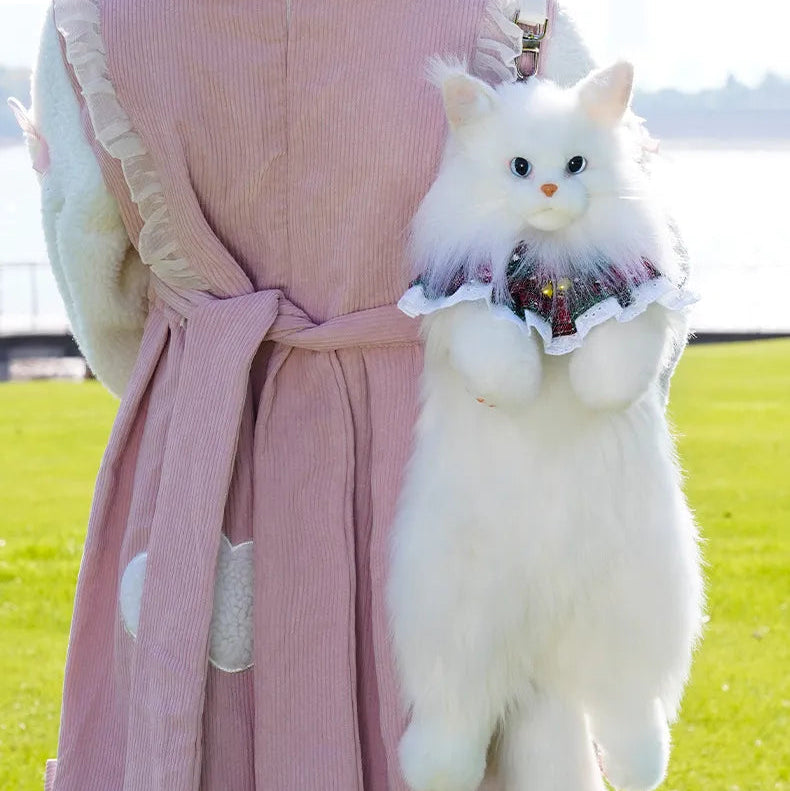 Bear Hugs Realistic White Maine Coon Cat Backpack