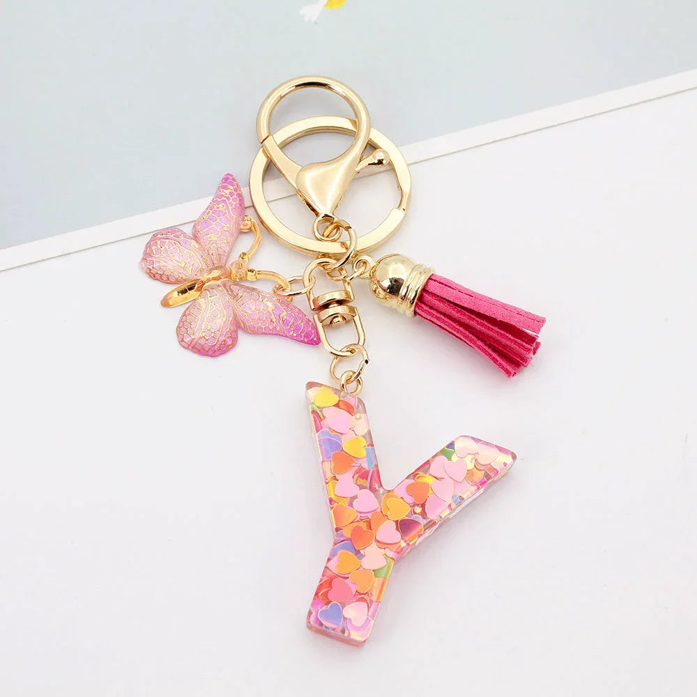 Butterfly Prism Initial Luxe Keychain