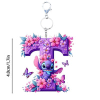 Floral Stitch Initial Acrylic Keychain