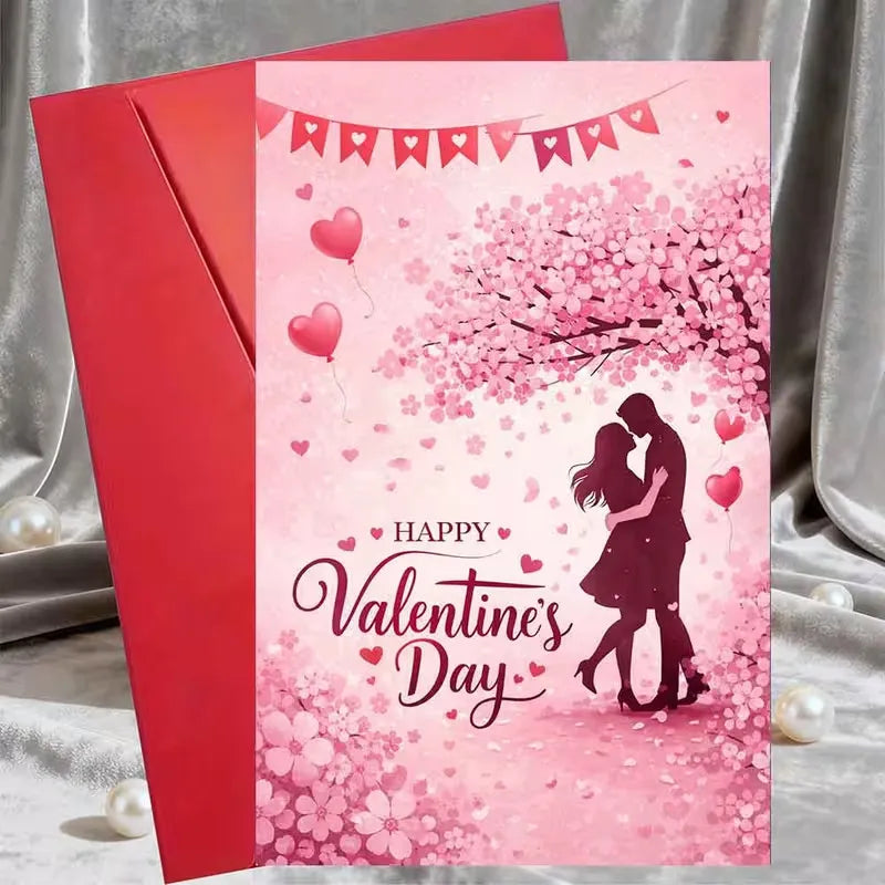 Happy Valentine's Day Embracing Couple Greeting Card