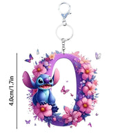 Floral Stitch Initial Acrylic Keychain