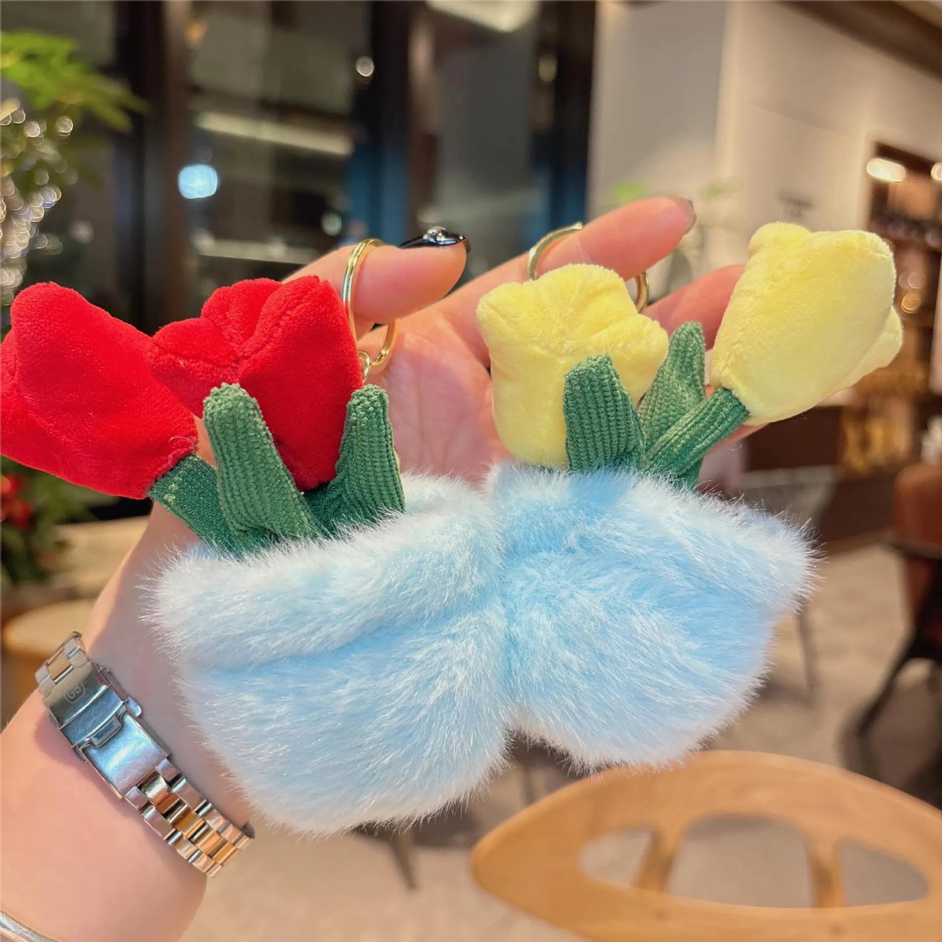 Evergreen Potted Tulip Plush Keychain