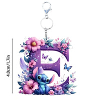 Floral Stitch Initial Acrylic Keychain