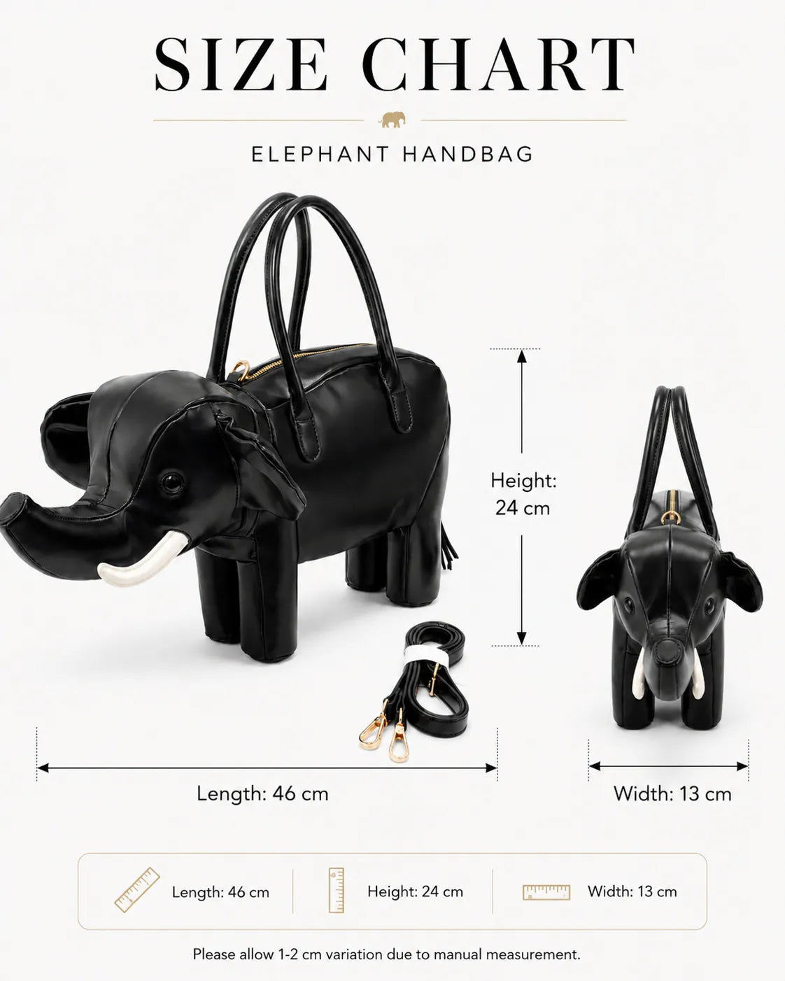 Nocturnia Tembo Titan Elephant 3D Handbag