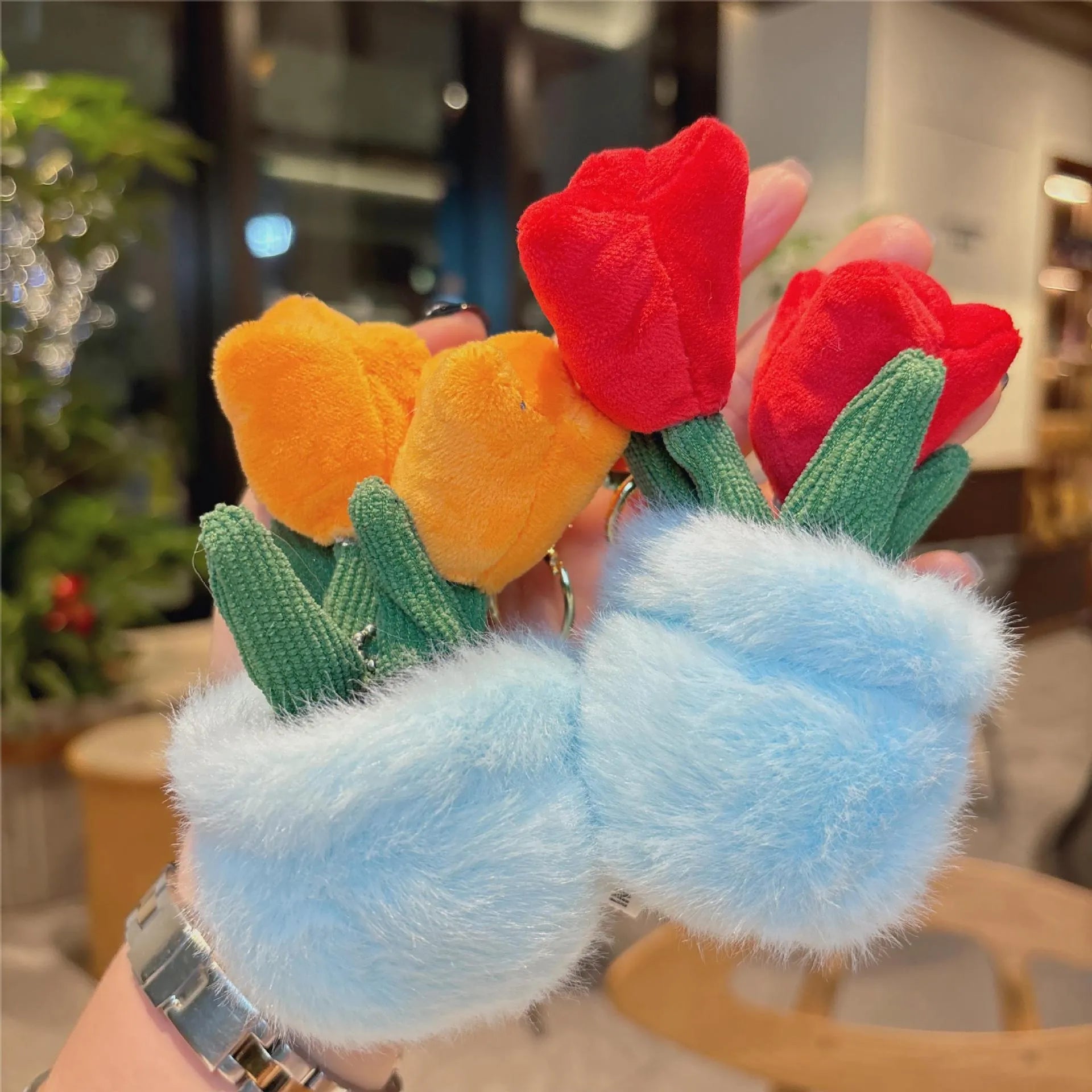 Evergreen Potted Tulip Plush Keychain
