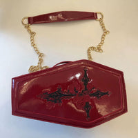 Nocturnia Crimson Crypt Gothic Coffin Handbag