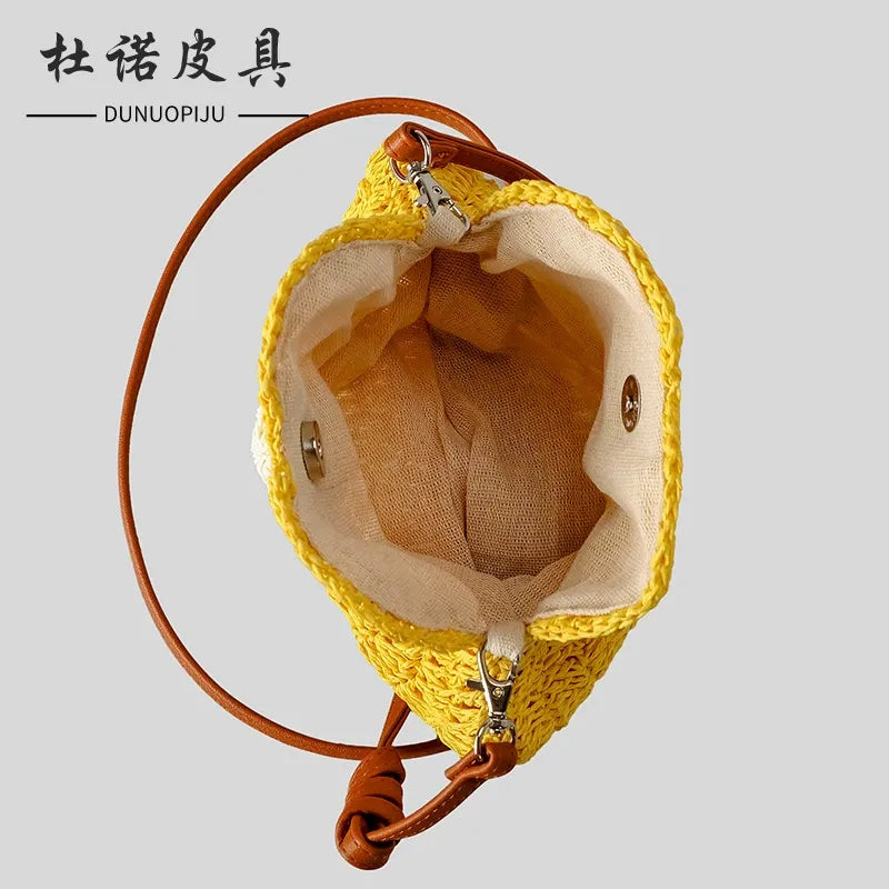 Marina-Chic Blossom Sunflower Woven Straw Bag