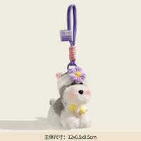 Blossom-Bound Schnauzer Dog Premium Keychain