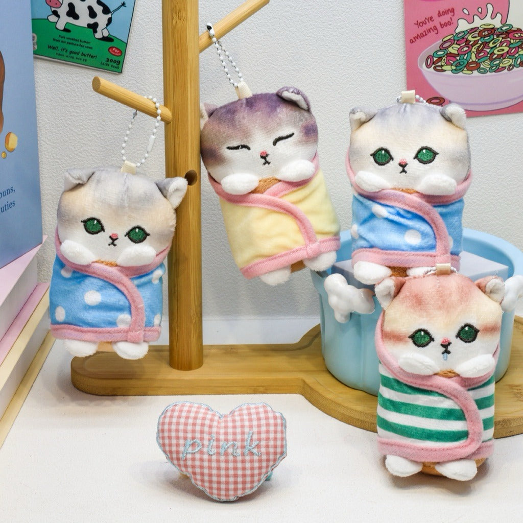 Mofusand Swaddled Kitten Plush Keychains