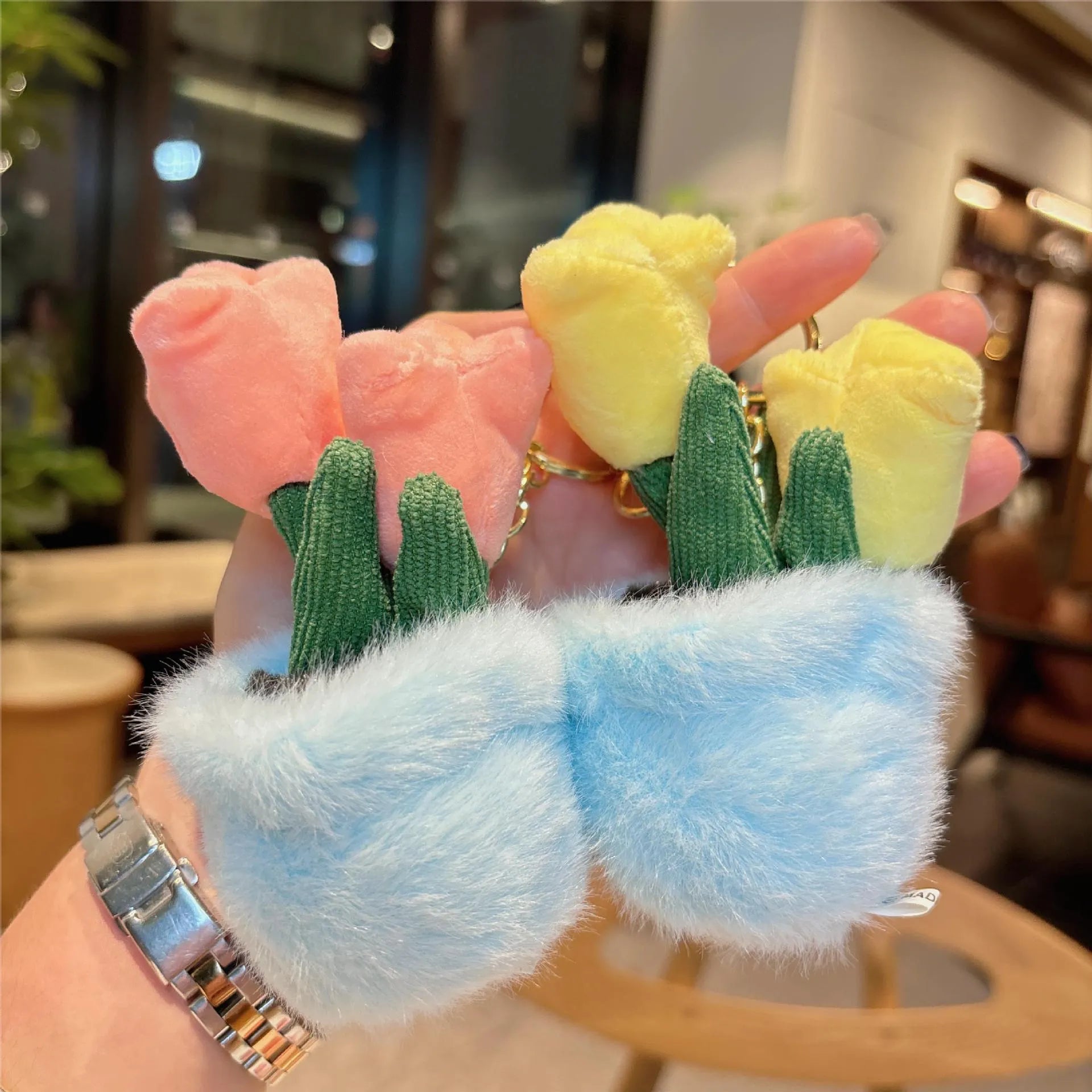 Evergreen Potted Tulip Plush Keychain