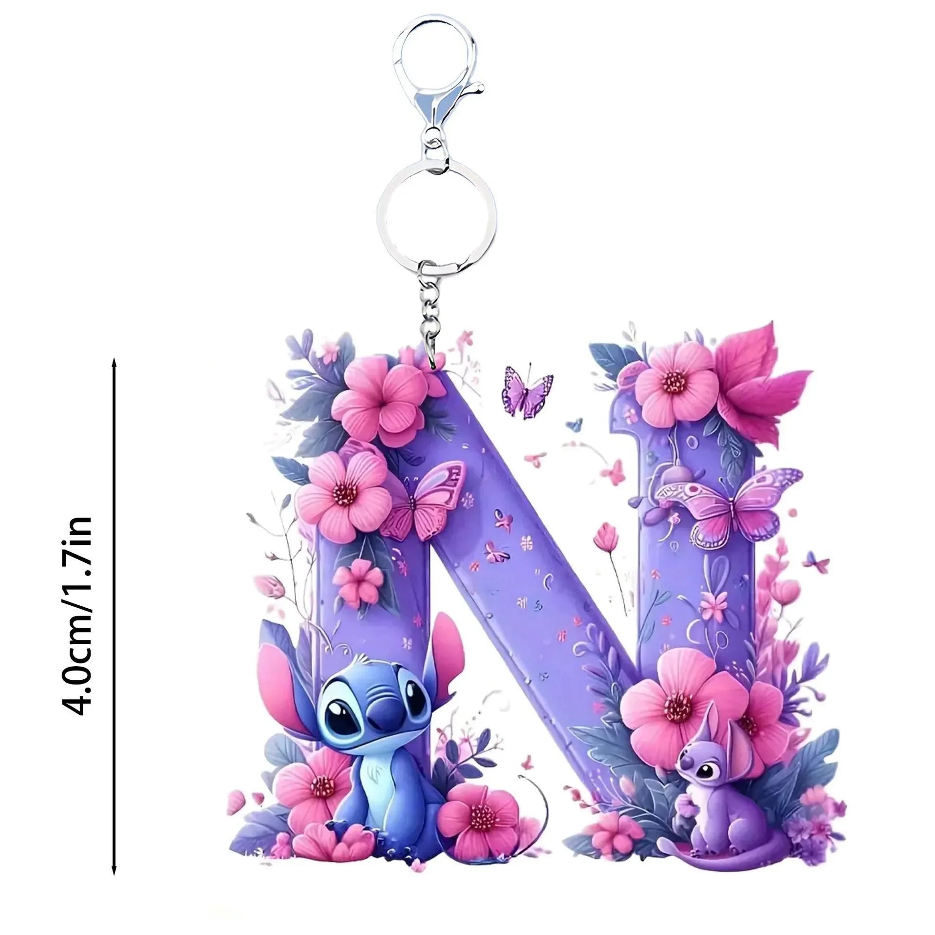 Floral Stitch Initial Acrylic Keychain