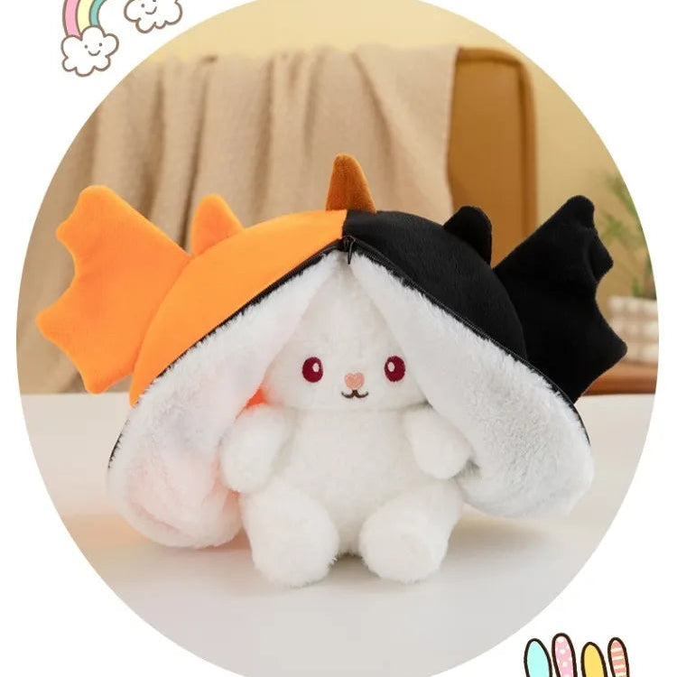 Pumpkin Bat Reversible Bunny Plush