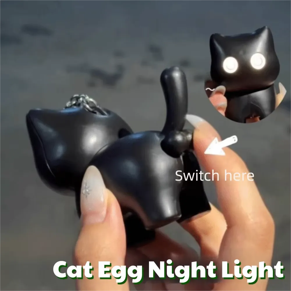 Black Cat Egg Switch Light & Sound Keychain