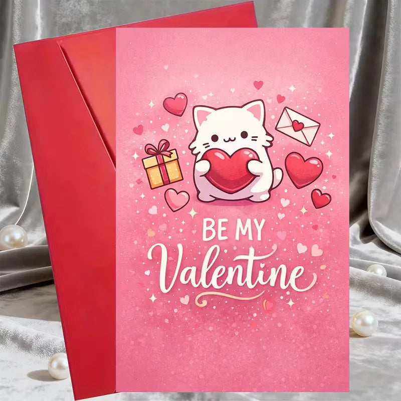 Kawaii Kitten Be My Valentine Romantic Card