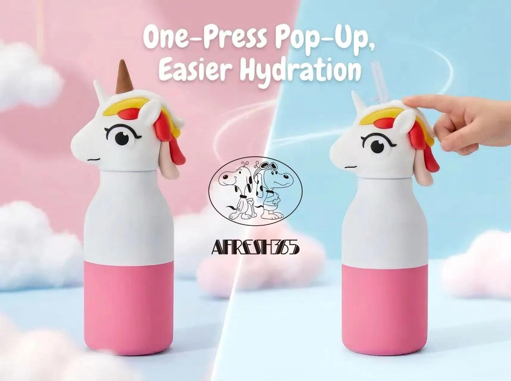 Afresh 365 3D Animal Head Double-Wall Insulated Bottle