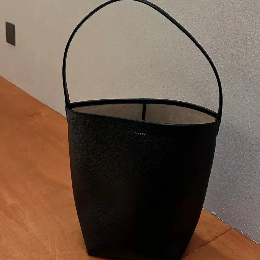 The Row Large-Capacity Pebbled Leather Bucket Bag