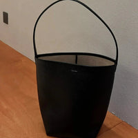 The Row Large-Capacity Pebbled Leather Bucket Bag