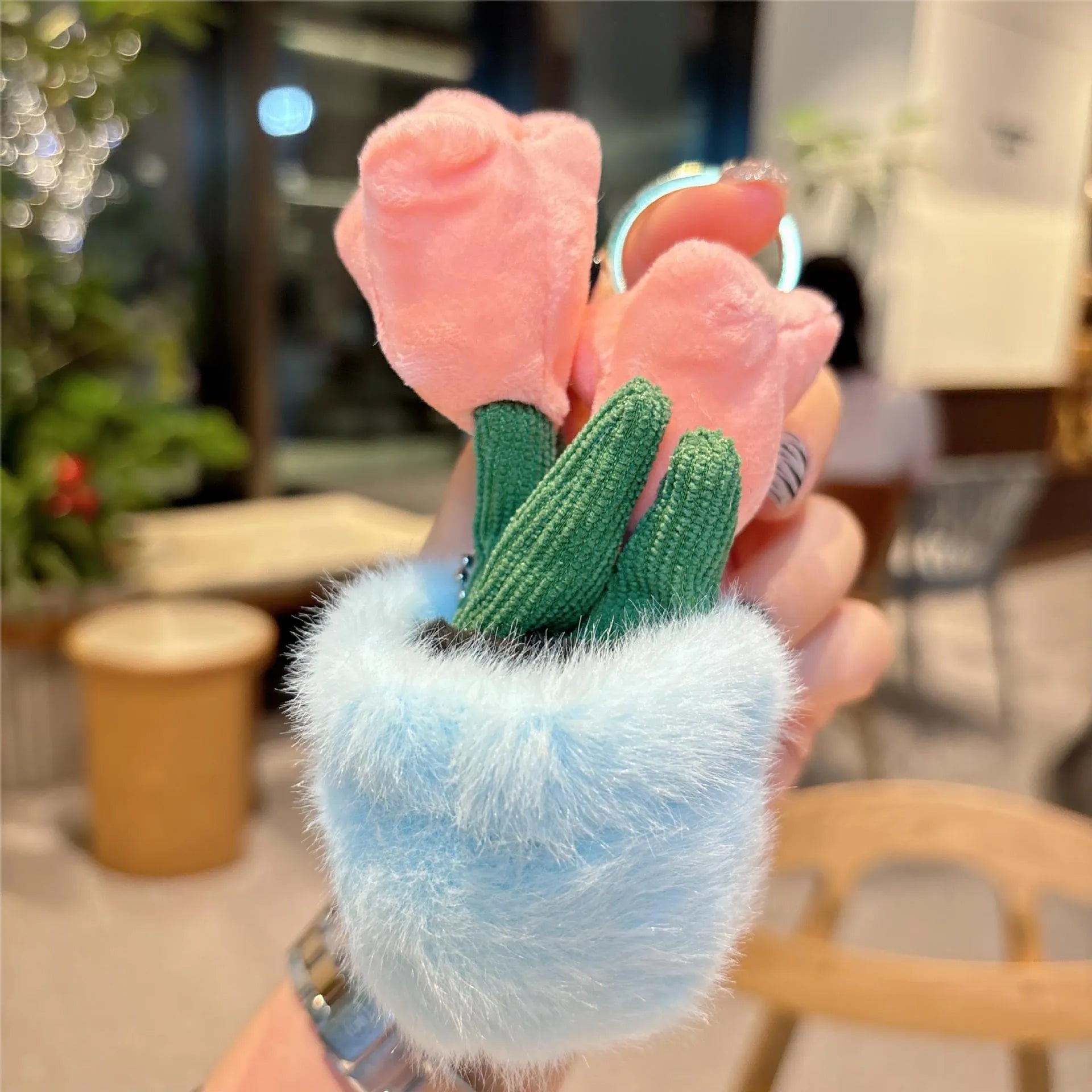 Evergreen Potted Tulip Plush Keychain