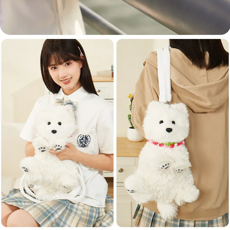 Realistic West Highland Pup Plush Backpack