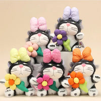 Angry Cat Sweet Sunflower Bow Keychain