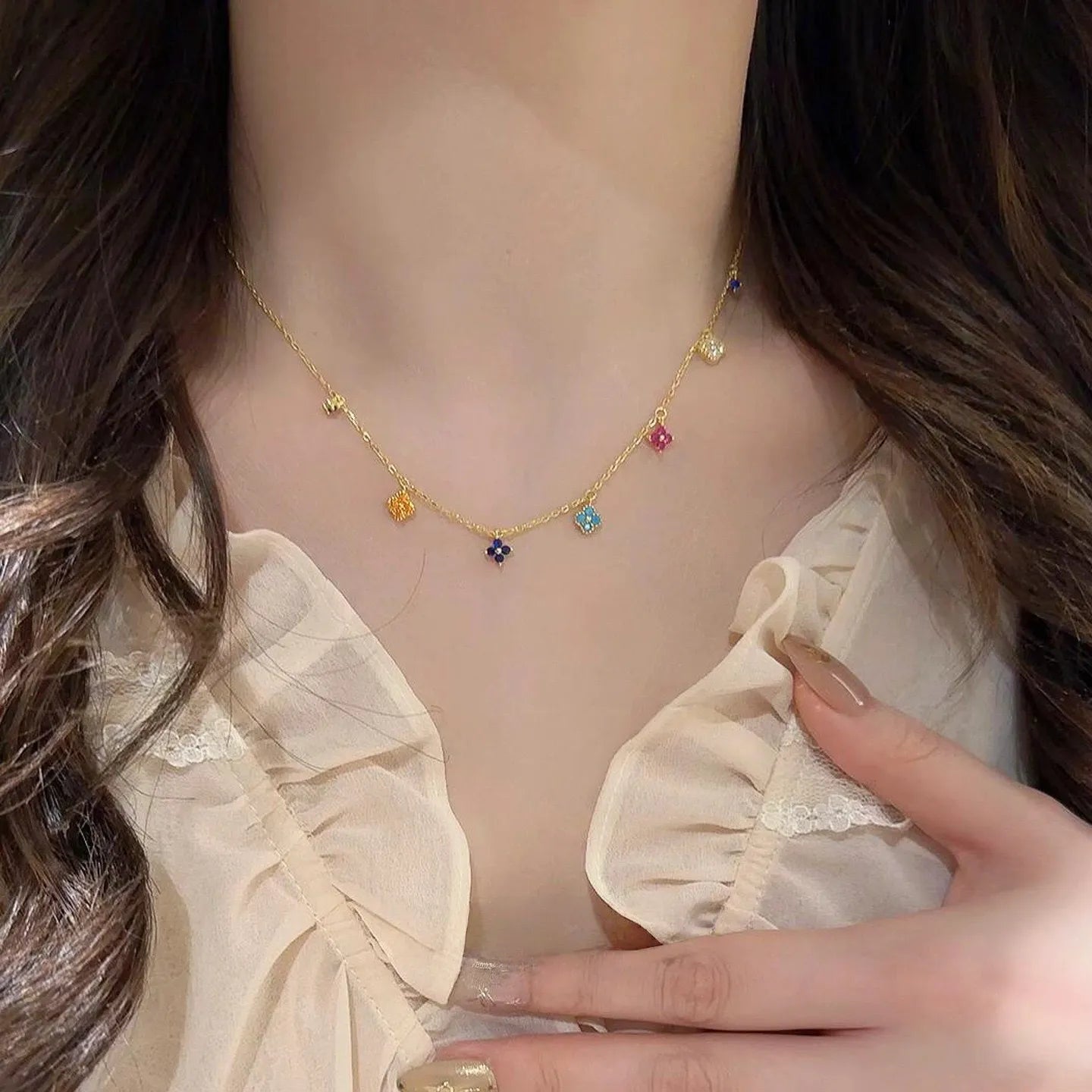 Monogram Luxe Premium S925 Colorful Station Necklace