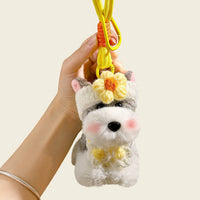 Blossom-Bound Schnauzer Dog Premium Keychain