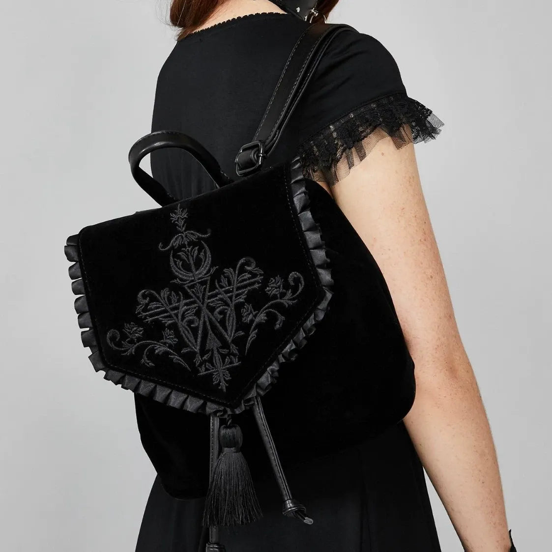 Nocturnia Midnight Hex Gothic Velvet Backpack