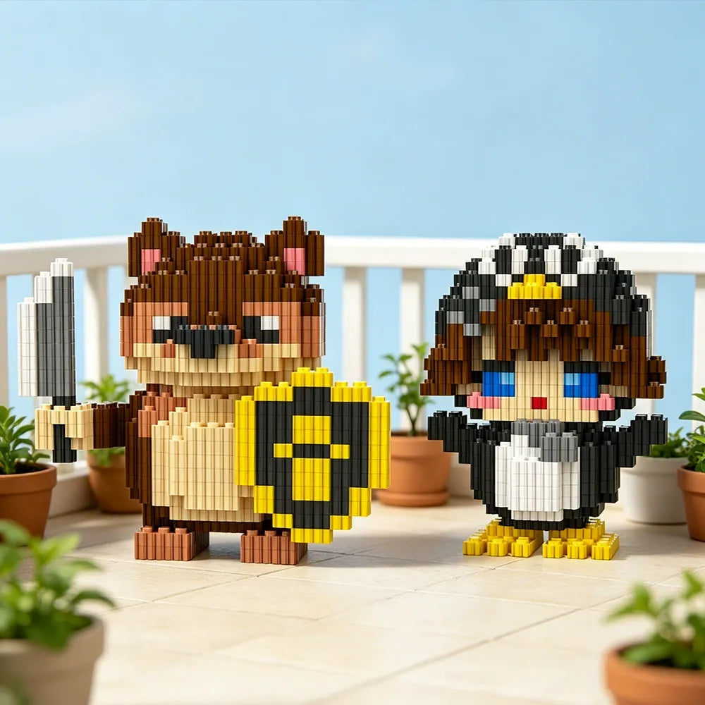 Warrior Bear & Gugu Gaga Penguin Micro Blocks (900+Pcs)