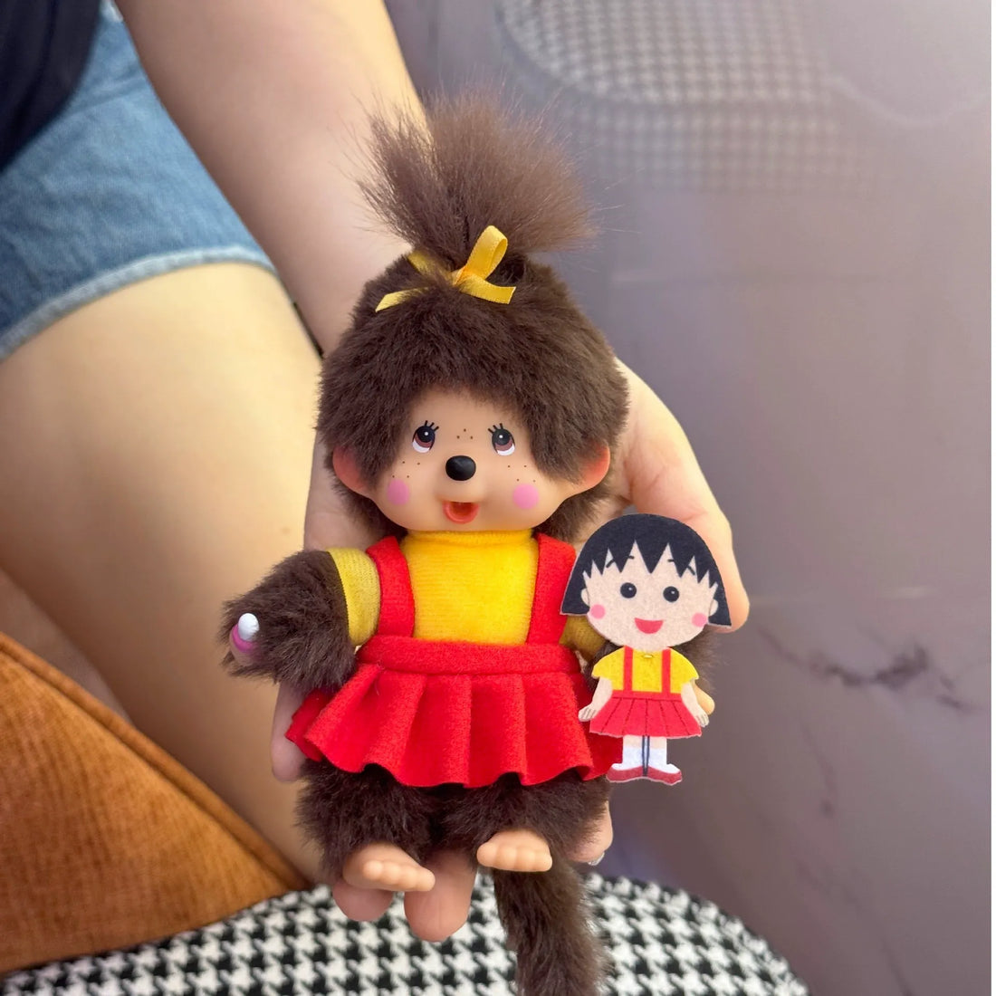 Monchhichi x Chibi Maruko-chan LE Plush Keychain