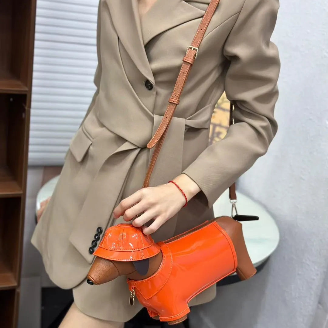 Berry-Sweet Raincoat Dachshund Crossbody Bag