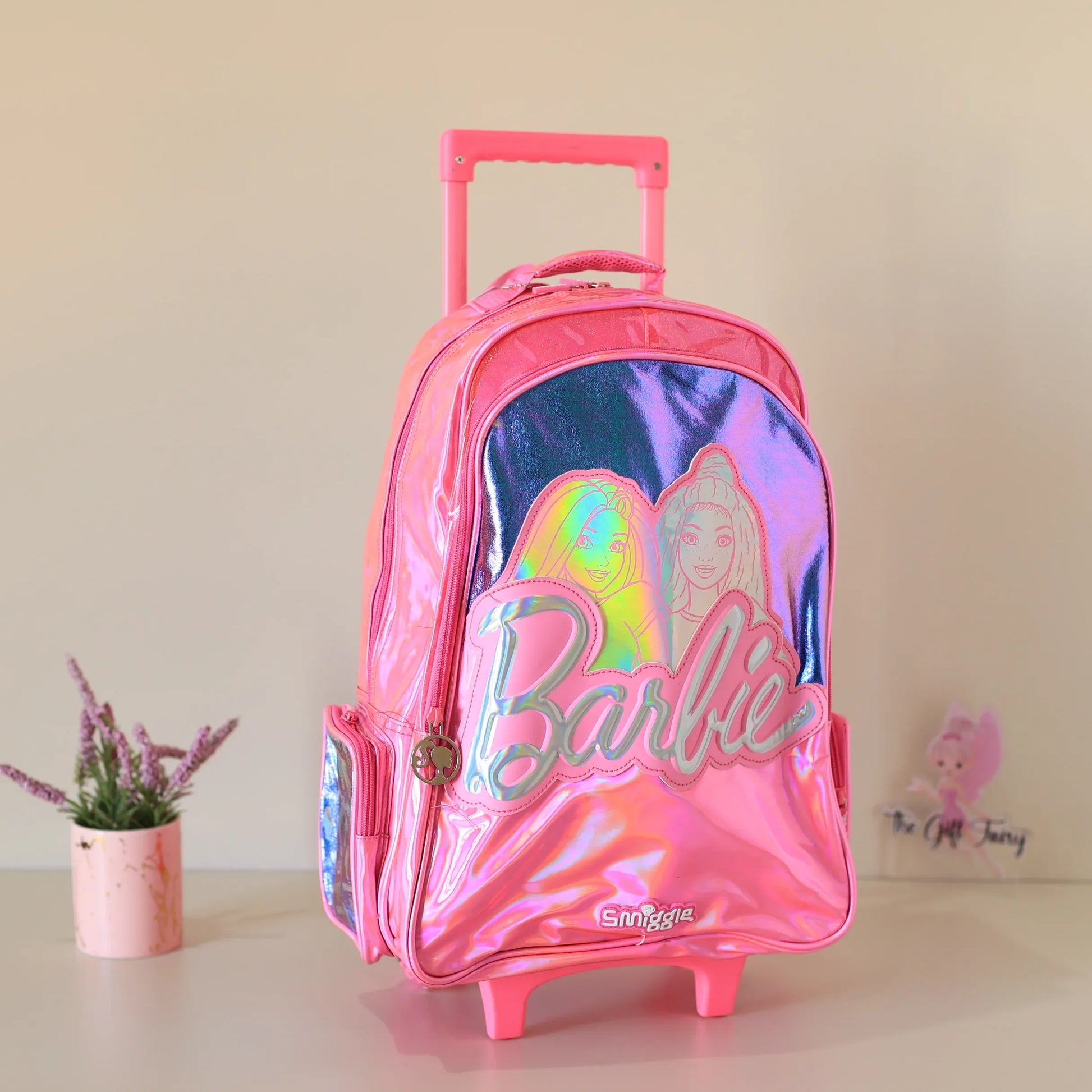 SMGL Barbie Pink Wheeled Trolley Backpack