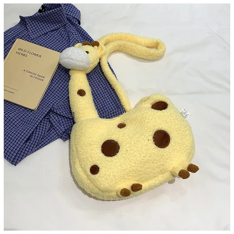 Tall Giraffe Plush Crossbody Bag