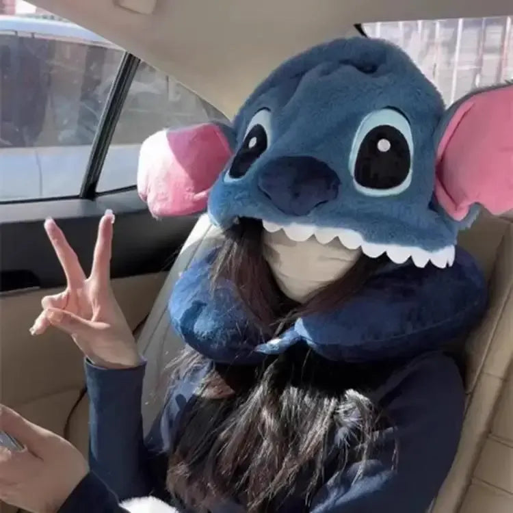 Stitch Hooded Travel Neck Pillow