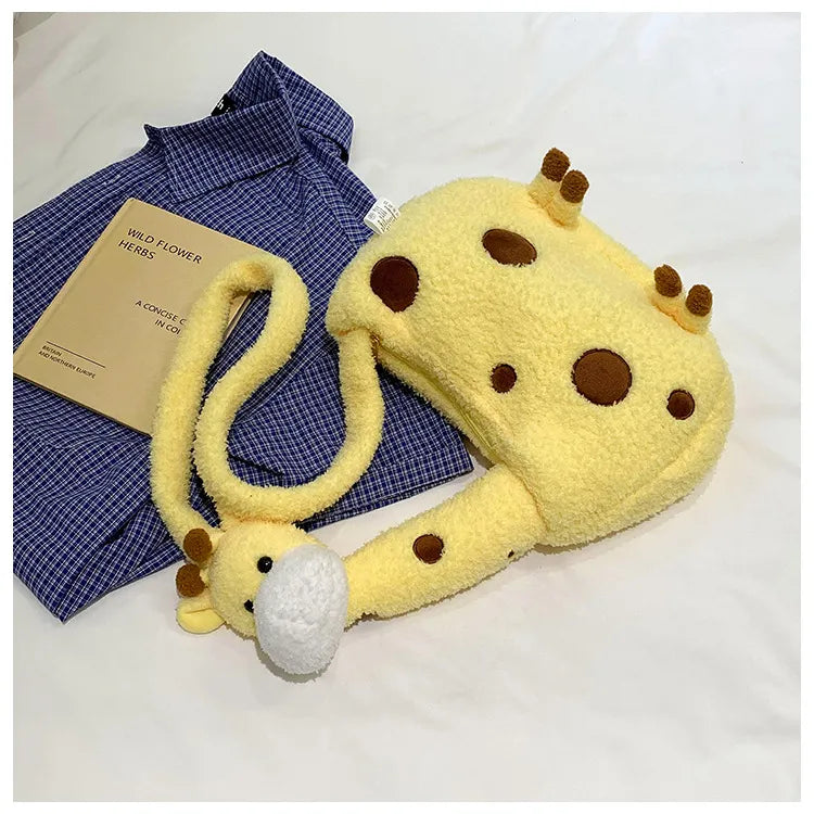 Tall Giraffe Plush Crossbody Bag