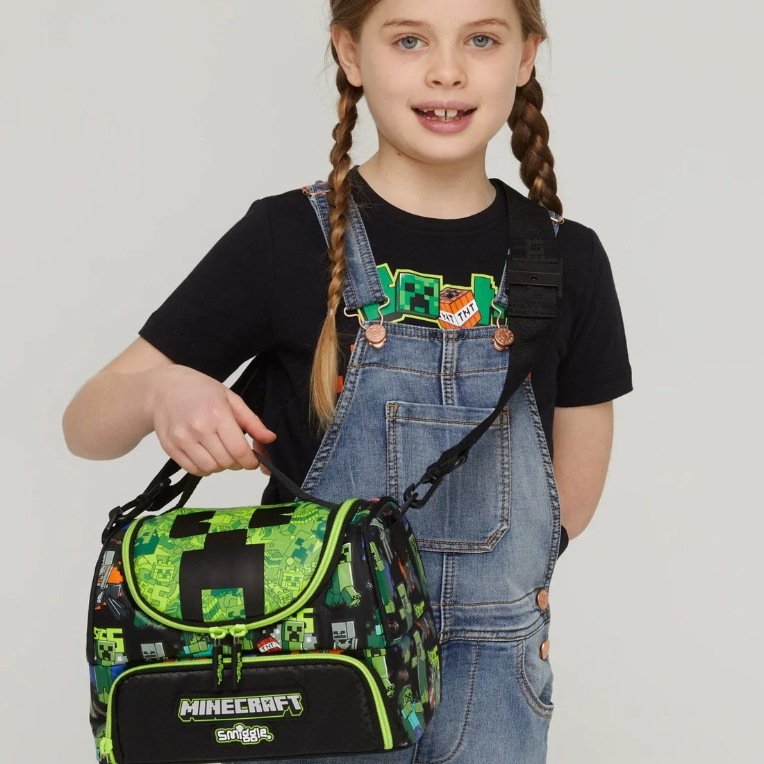 SMGL Minecraft Creeper Pixel Double Decker Insulated Lunch Bag