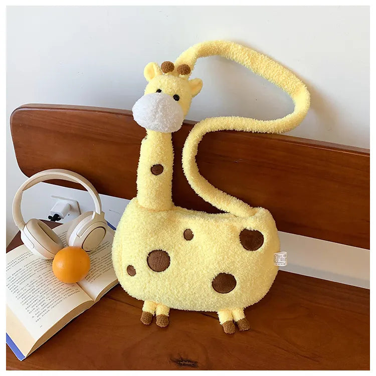 Tall Giraffe Plush Crossbody Bag