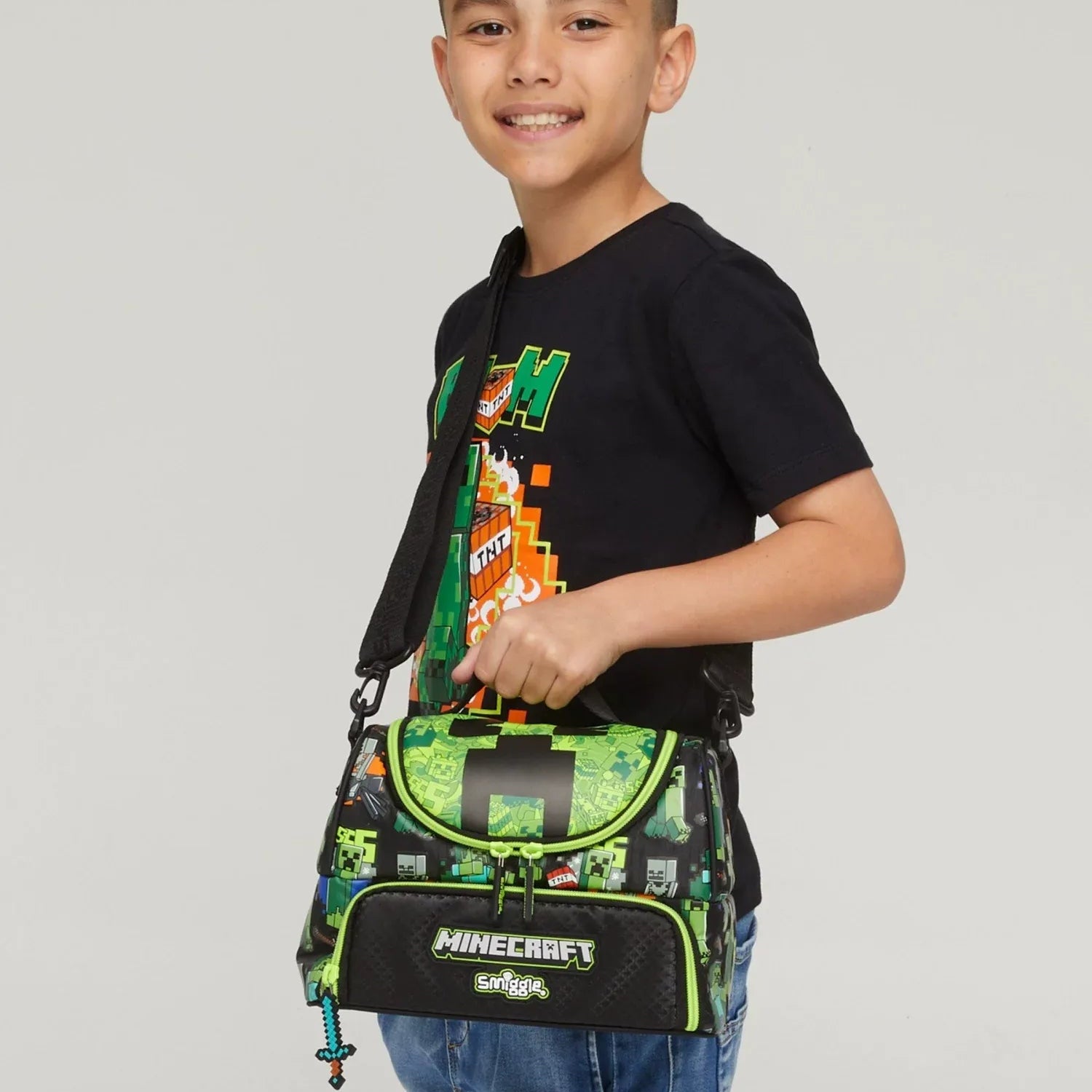 SMGL Minecraft Creeper Pixel Double Decker Insulated Lunch Bag