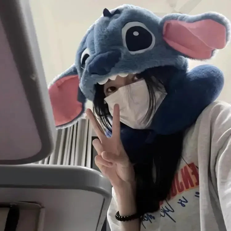 Stitch Hooded Travel Neck Pillow