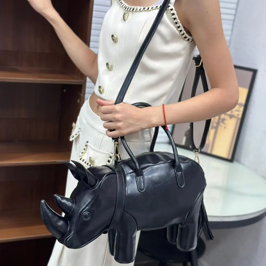 Nocturnia Iron Hide Rhinoceros 3D Sculpted Handbag