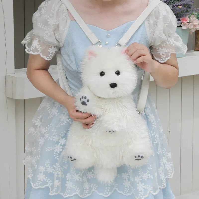 Realistic West Highland Pup Plush Backpack