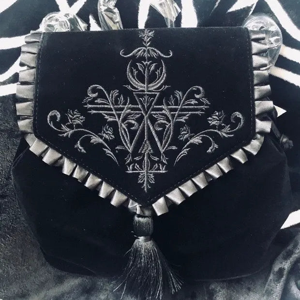 Nocturnia Midnight Hex Gothic Velvet Backpack