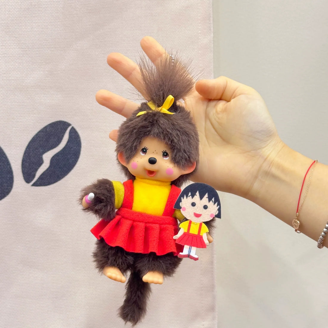 Monchhichi x Chibi Maruko-chan LE Plush Keychain